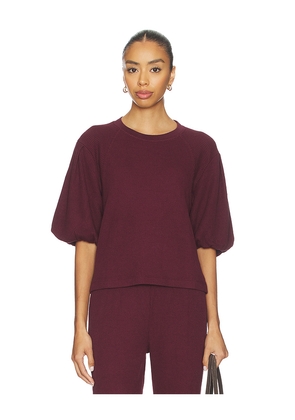 Bobi Bubble Sleeve Pullover in Burgundy. Size L. Also in XS, S, M.