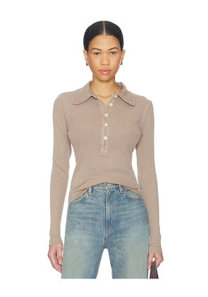 Citizens of Humanity Brea 60's Polo Shirt in Beige. Size L. Also in XS, S, M.