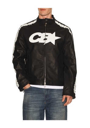 Cole Buxton Decal Racer Jacket in Black. Size M. Also in S, XL/1X.