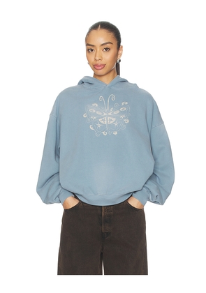 DAYDREAMER Witchy Butterfly Oversized Hoodie in Baby Blue. Size S/M. Also in L/XL.