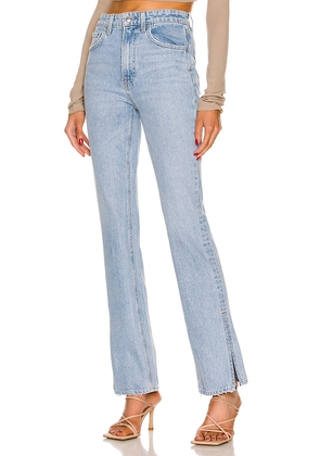 GRLFRND Harlow High Rise Boot Slit Jeans in Denim-Light. Size 28. Also in 23, 29, 31, 32.