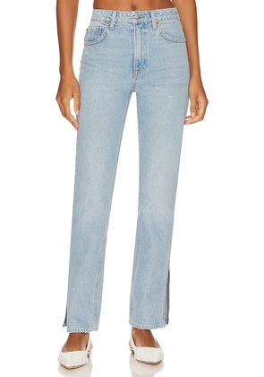 GRLFRND Harlow Petite High Rise Boot With Slit Hem Jeans in Denim-Light. Size 27. Also in 23, 28, 29.