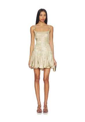 Azeeza Solenne Mini Dress in Metallic Gold. Size M. Also in L, S, XS.