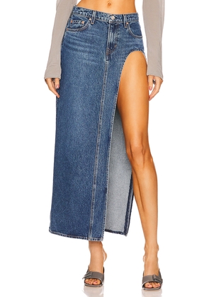 GRLFRND Blanca Maxi Skirt in Denim-Medium. Size 26. Also in 24, 25.