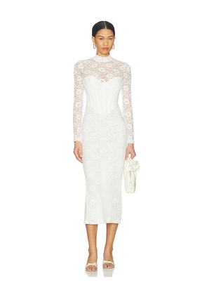 Bardot Carmen Lace Corset Midi Dress in White. Size 10. Also in 2, 4, 6, 8, 12.