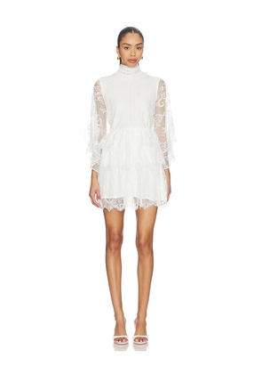 Bardot Norah Ruffle Lace Mini Dress in White. Size 10. Also in 2, 4, 6, 8.