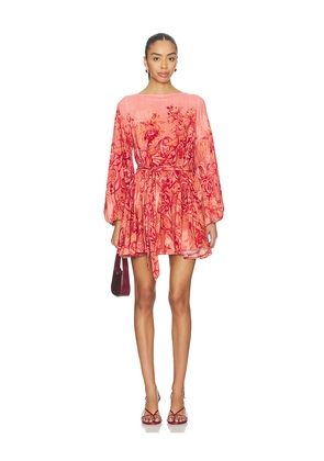 HEMANT AND NANDITA Mini Dress With Tie Up Belt in Coral. Size M. Also in XXS, XS.