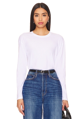 James Perse Long Sleeve Tee in White. Size 1/S. Also in 0/XS, 2/M, 3/L, 4/XL.