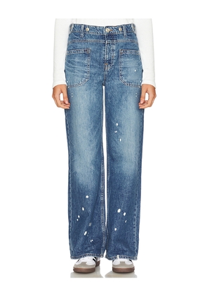 Free People x We The Free Palmer Cuffed Wide Leg Jeans in Denim-Medium. Size 32. Also in 28.