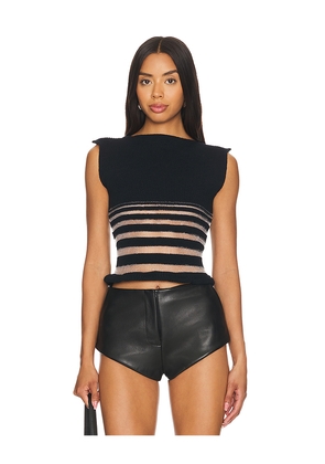 George Trochopoulos Half Stripe Top in Black. Size XL. Also in L.