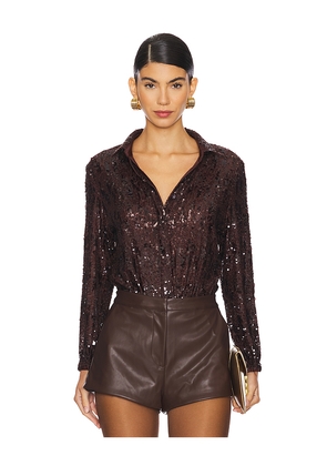 HEARTLOOM Beatrix Bodysuit in Brown. Size L. Also in S, XS.