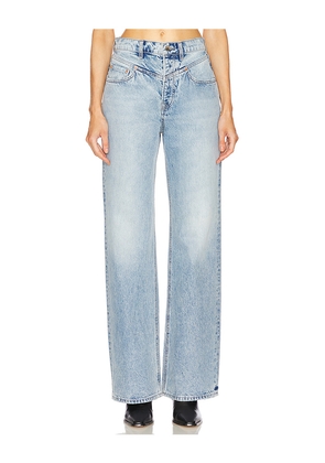 GRLFRND Katya Seamed Loose Wide Leg Jeans in Denim-Light. Size 24. Also in 23, 32.