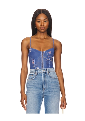 Free People x Intimately FP Printed Night Rhythm Bodysuit in Blue. Size XL. Also in L.
