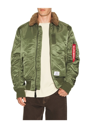 ALPHA INDUSTRIES B-15 Mod Flight Jacket in Sage. Size L. Also in S, M, XL/1X, XXL/2X.