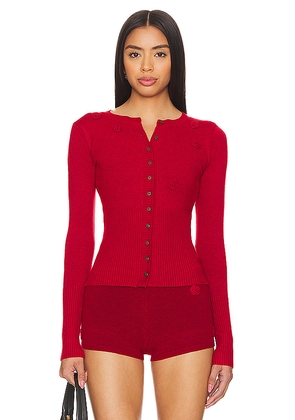 Frankies Bikinis Lenon Cloud Knit Sweater in Red. Size S. Also in XS, M.
