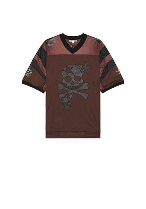 Jaded London Skull Sports Jersey in Brown. Size M. Also in L, XL.