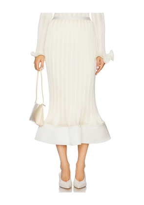SIMKHAI Hollis Midi Skirt in Ivory. Size 10. Also in 0.