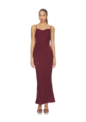 ASTA RESORT Freja Hand Beaded Dress in Burgundy. Size L. Also in M, S, XS.