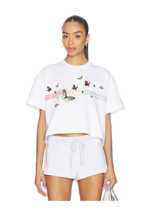 Casablanca Butterfly Boxy Cropped T-shirt in White. Size M. Also in XS, S, L.