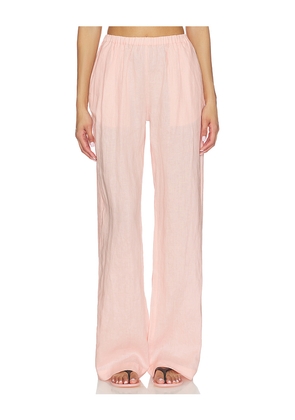 AEXAE Linen Low Waist Day Pant in Pink. Size L. Also in M.