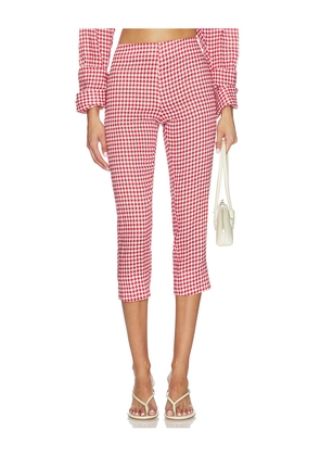 AEXAE Linen Capri Pant in Red. Size L. Also in XXS, M.