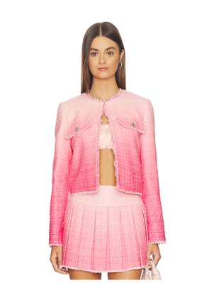Alice + Olivia Dumont Tweed Boxy Jacket in Blush. Size 0. Also in 6, 8, 12.