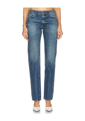 GRLFRND Isabel Low Rise Straight Jeans in Denim-Medium. Size 24. Also in 25, 27, 30, 32.