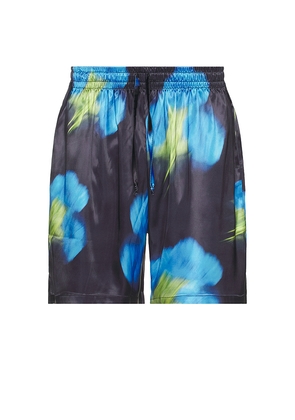 FLANEUR Blurred Flower Shorts in Black. Size M. Also in L, XL/1X.