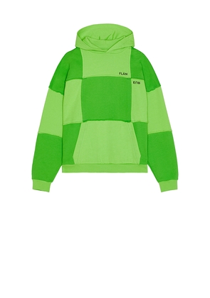 FLANEUR Cut & Sew Hoodie in Green. Size XL/1X. Also in M.