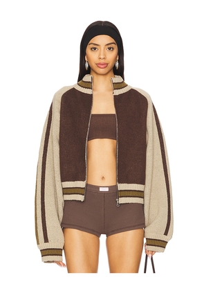 Jaded London Knitted Bomber in Brown. Size M. Also in S, XS, L.