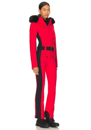 Goldbergh Parry Ski Faux Fur Jumpsuit in Red. Size 36. Also in 32, 38, 40, 42.