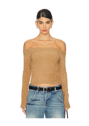 Good American Plush Off Shoulder Top in Tan. Size 4X. Also in 3X, S.