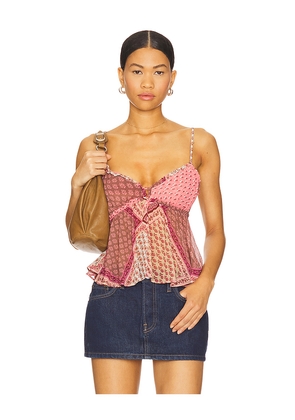 Free People Alix Printed Tank in Pink,Neutral. Size M. Also in L, XL.