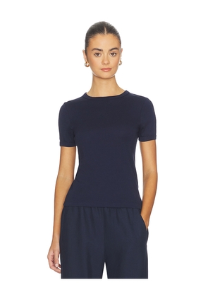 Enza Costa Cotton New Classic Short Sleeve Tee in Navy. Size L. Also in M, S, XS.