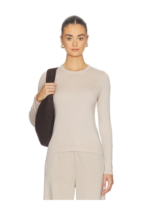 Enza Costa Cotton New Classic Long Sleeve Tee in Beige. Size L. Also in M, S, XS.