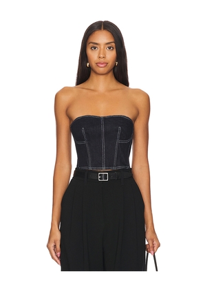 fleur du mal Denim Cropped Bustier in Denim-Dark. Size 6. Also in 2.