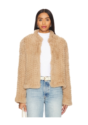 HEARTLOOM Keris Faux Fur Jacket in Beige. Size L. Also in XS, M, XL.