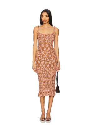 Free People Lucinda Lace Midi Dress in Brown. Size M. Also in S, L, XL.