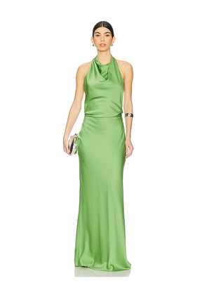 SIMKHAI Reannon Draped Gown in Green. Size 12. Also in 10, 2, 8.