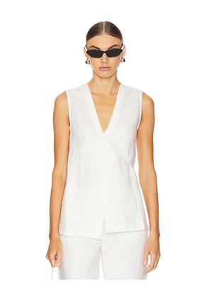 FAITHFULL THE BRAND Lulea Wrap Vest in White. Size S. Also in XS, M.