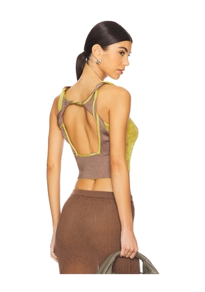 ISA BOULDER Two-tone Twisted Top in Brown. Size M. Also in L, XL.