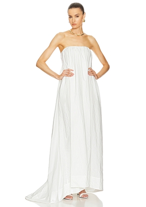 Helsa Crinkle Pleated Gown in White. Size S. Also in M.