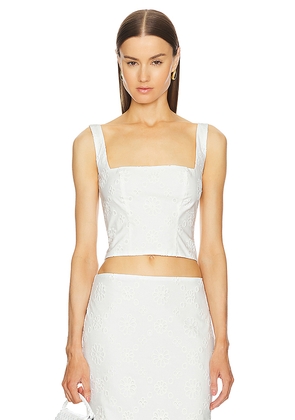 Helsa Eyelet Corset Top in White. Size S. Also in M, XL.