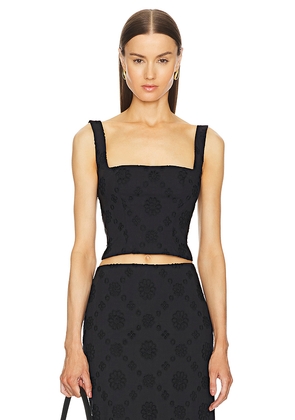 Helsa Eyelet Corset Top in Black. Size S. Also in XS, M.