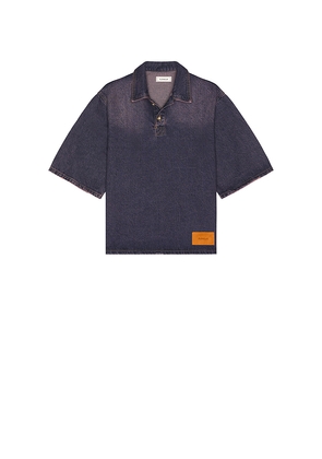 FLANEUR Denim Polo in Purple. Size M. Also in XL/1X.