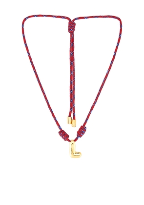 joolz by Martha Calvo Bubble Letter Necklace in Red. Size E. Also in N, T.