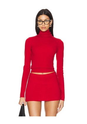 Frankies Bikinis Milo Cloud Knit Turtleneck Sweater in Red. Size S. Also in M, L.
