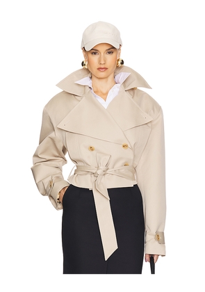 Helsa Oversized Cropped Trench in Tan. Size L. Also in M.