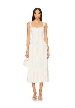 For Love & Lemons Baby Daisy Poplin Midi Dress in White. Size M. Also in S, L.