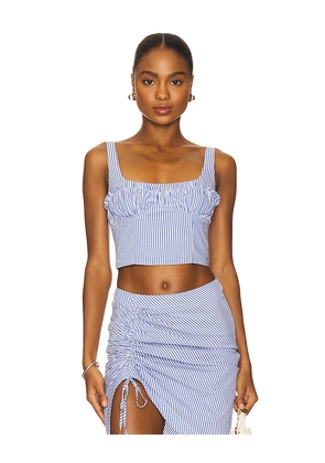 fleur du mal Poplin Bustier Top in Baby Blue. Size 2. Also in 0, 8.